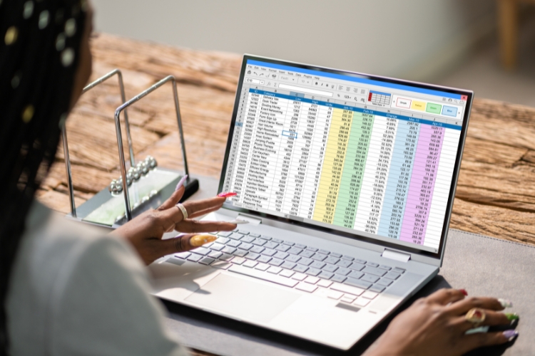 woman working on laptop focus