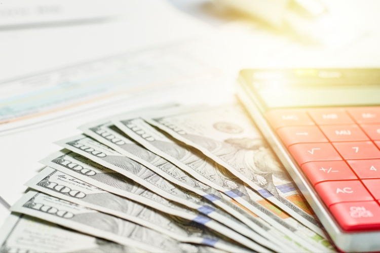 money and calculator focus
