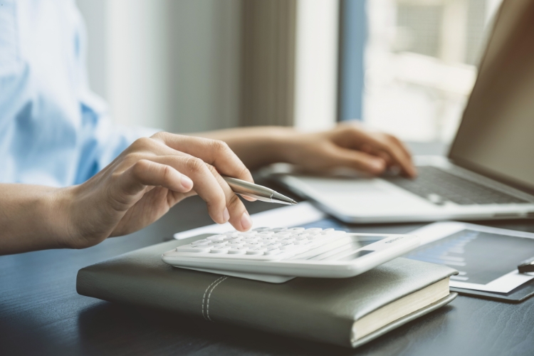 woman working in office focus